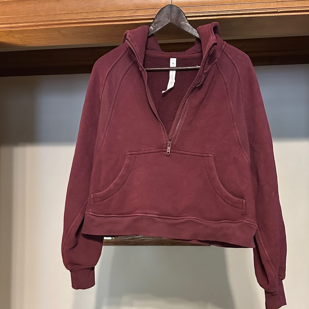 Women's Burgundy CRZ YOGA Cropped Pullover Hoodie